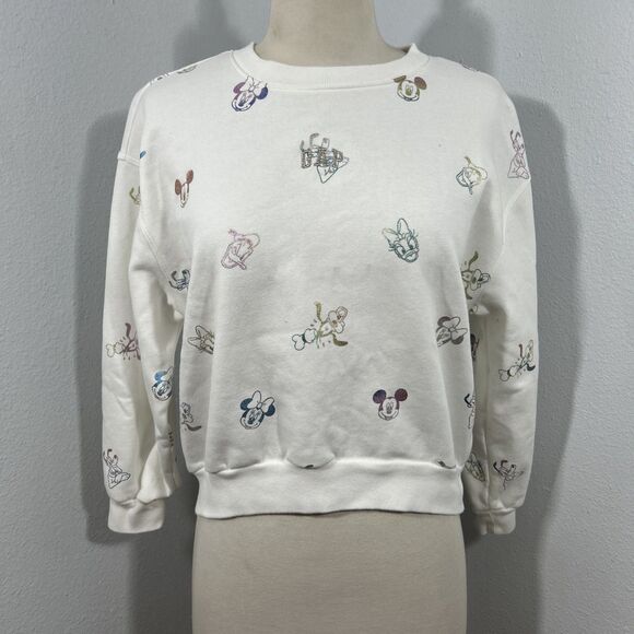 Gap‎ Disney Sweatshirt Kids Teens Large Mickey Mouse AOP Preppy - Picture 1 of 8